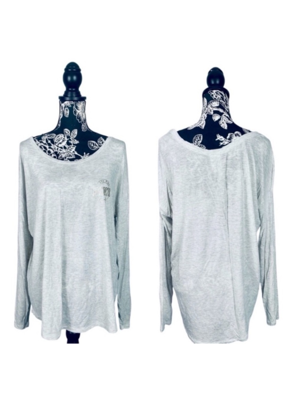 5 for $25 VS Pink light grey shine logo long sleeve super soft top size medium